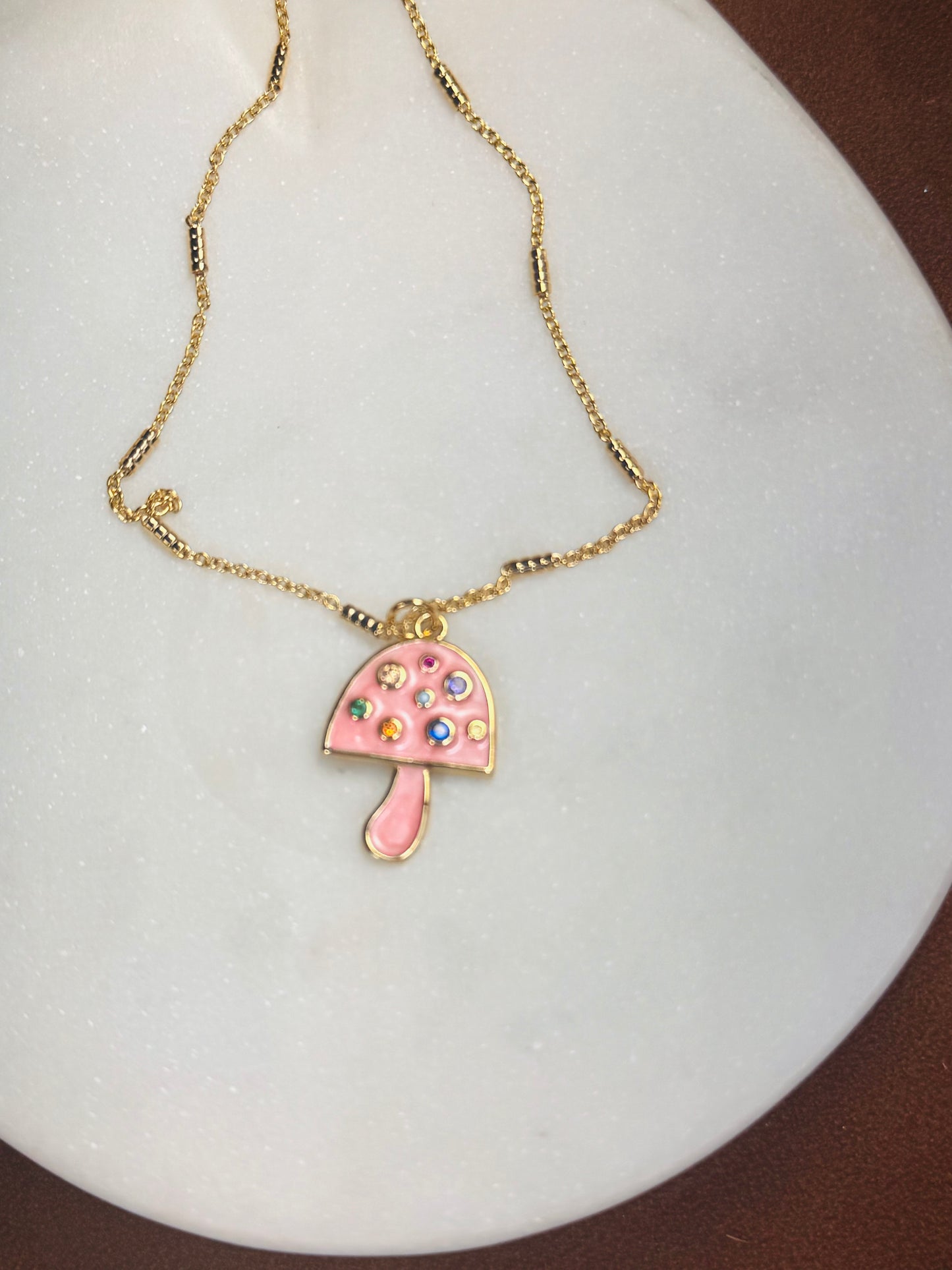 Charm Pink Mushroom Necklace